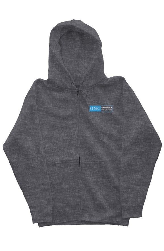FTR: UNC Embroidered Heather Grey Zip Hoodie